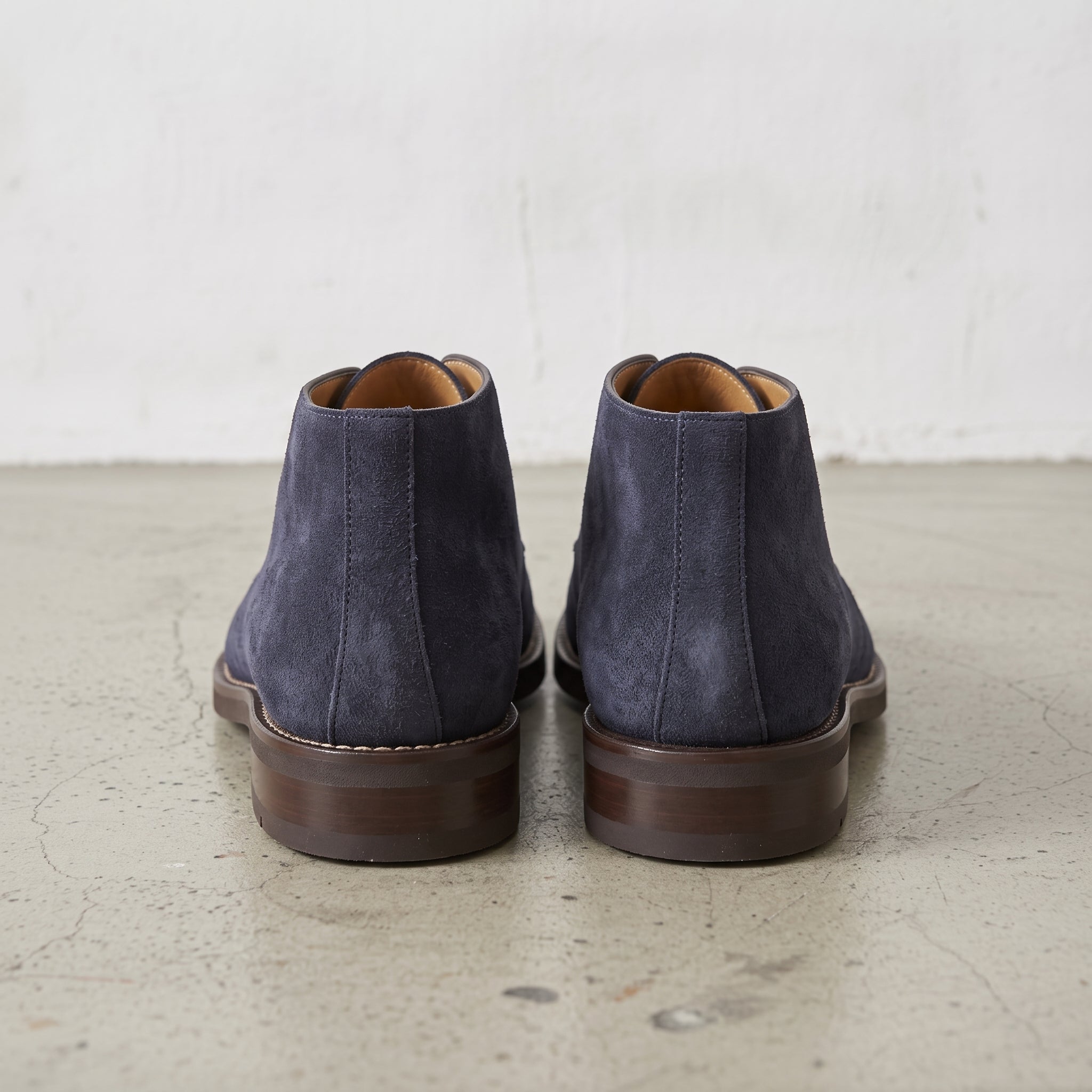 Men's Navy Blue Apron-Toe Suede Chukka Boots — Bathampton