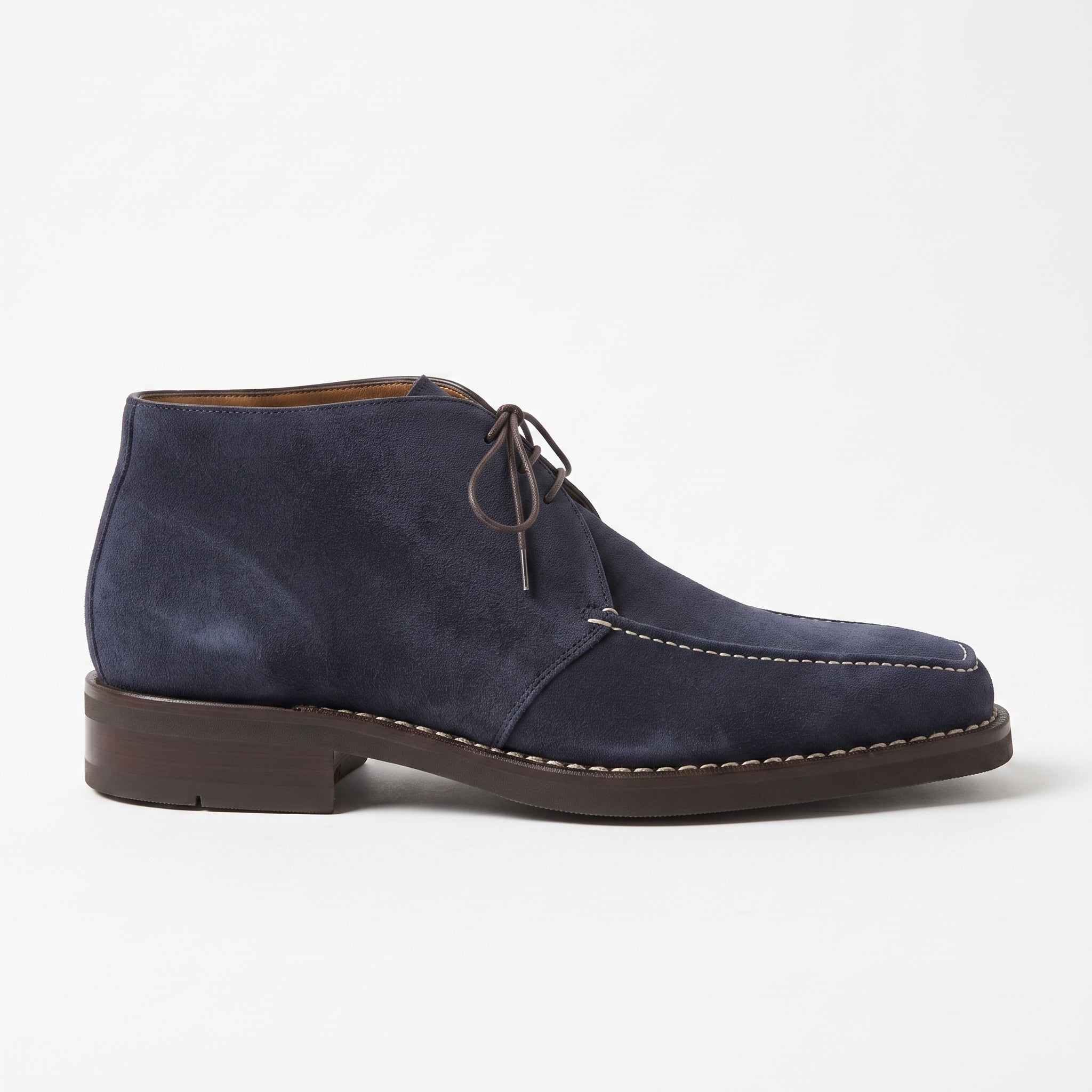 Men's Navy Blue Apron-Toe Suede Chukka Boots — Bathampton