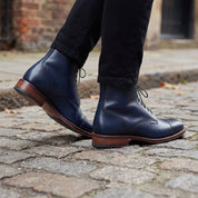 Men's Navy Blue Cap-Toe Leather Oxfords — Dwight