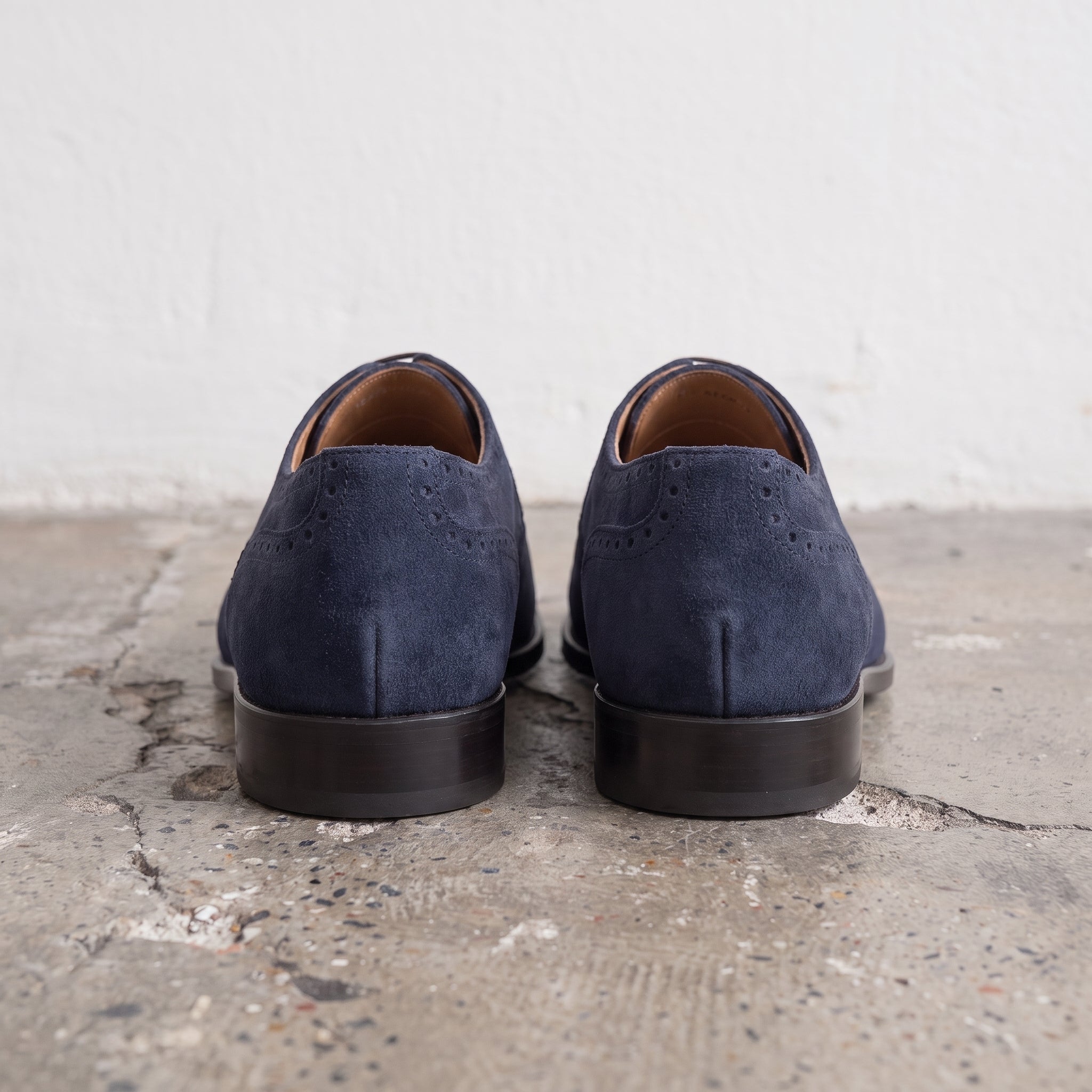Men's Navy Blue Cap-Toe Suede Brogue Oxfords — Mowbray — Mowbray