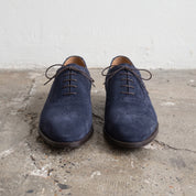 Men's Navy Blue Cap-Toe Suede Brogue Oxfords — Mowbray — Mowbray