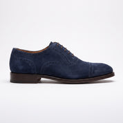 Men's Navy Blue Cap-Toe Suede Brogue Oxfords — Mowbray — Mowbray