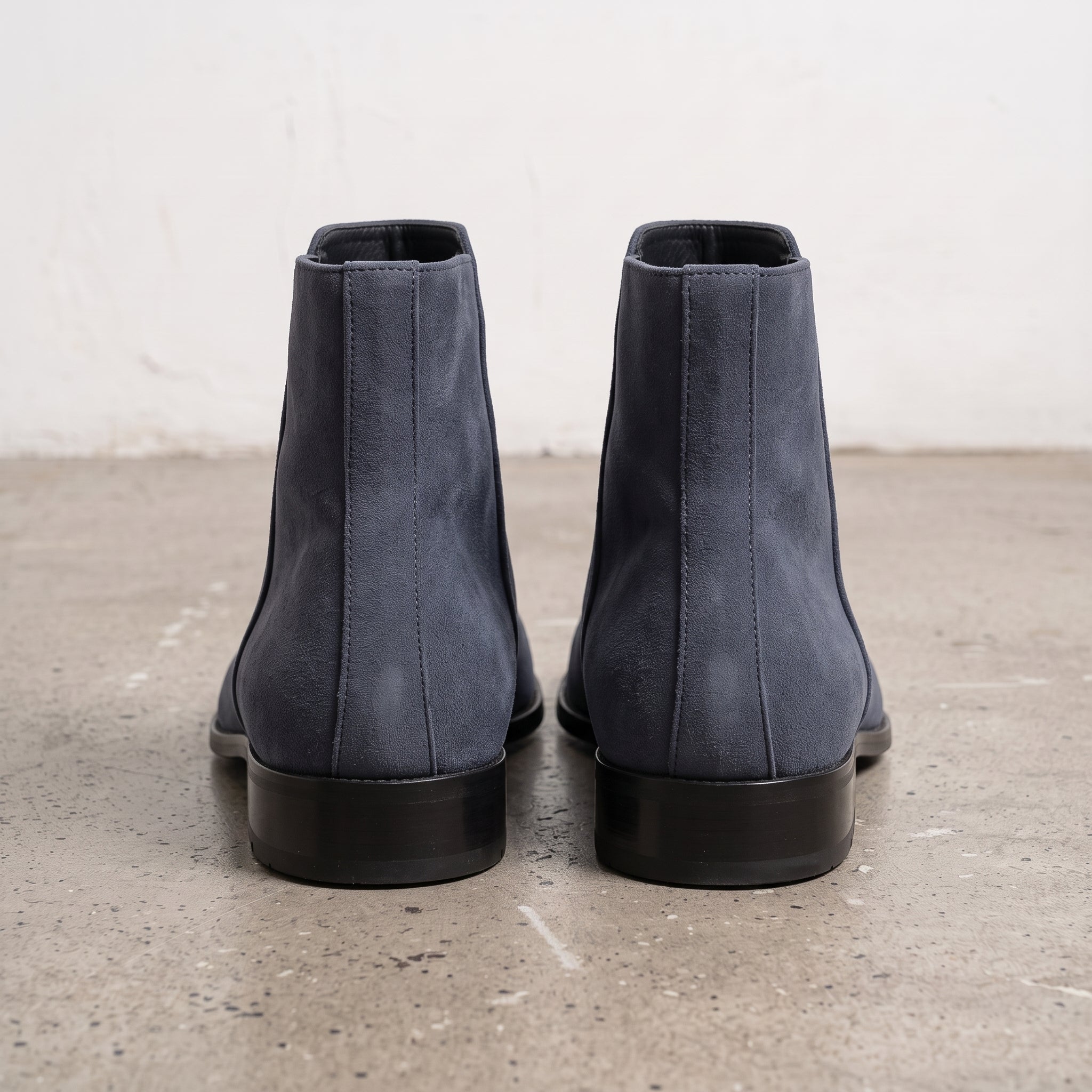 Men's Navy Blue Plain-Toe Suede Ankle Boots — Brewster