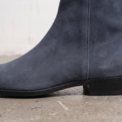 Men's Navy Blue Plain-Toe Suede Ankle Boots — Brewster