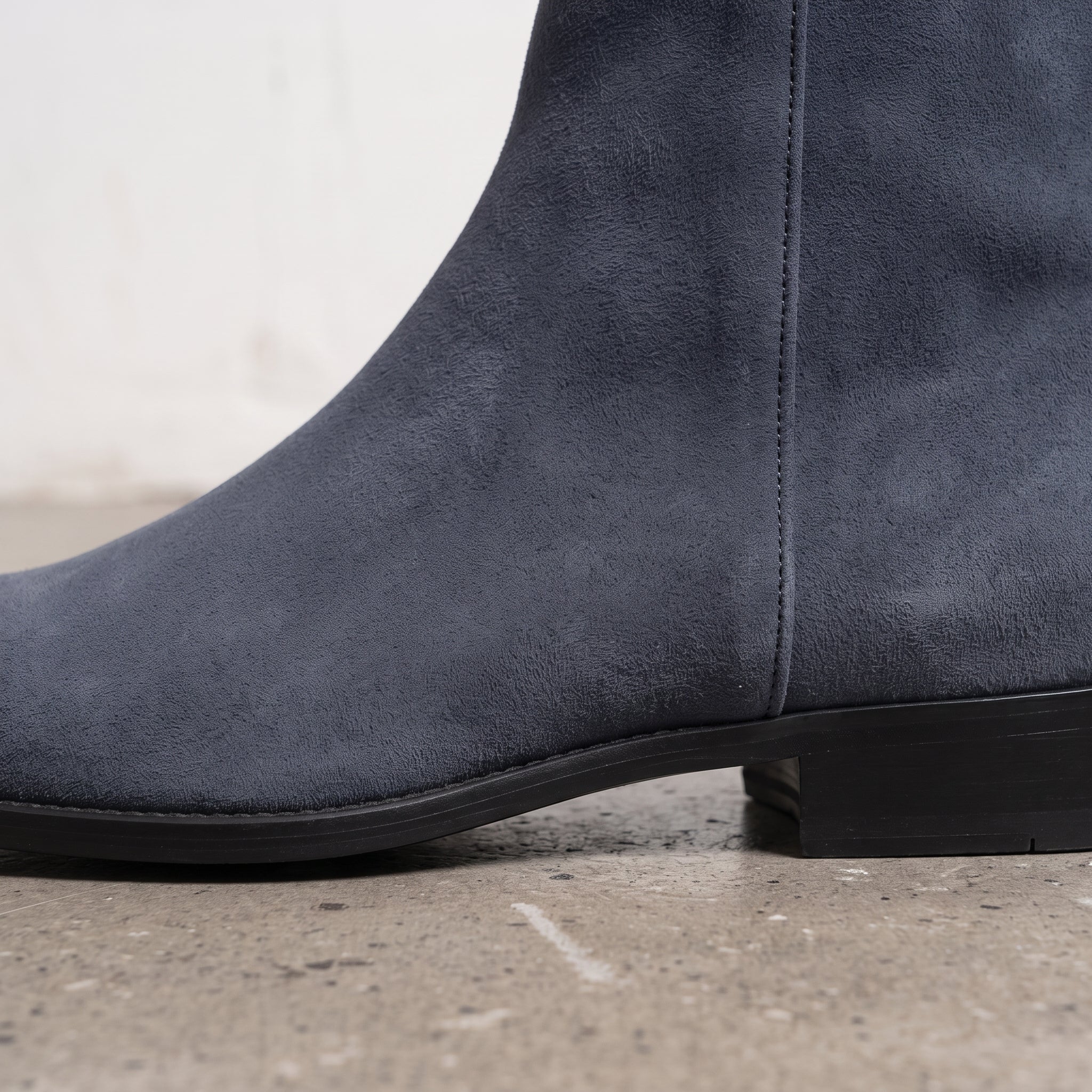 Men's Navy Blue Plain-Toe Suede Ankle Boots — Brewster