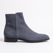 Men's Navy Blue Plain-Toe Suede Ankle Boots — Brewster
