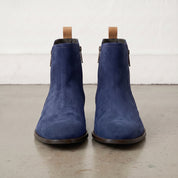 Men's Navy Blue Plain-Toe Suede Ankle Boots — Dilloway