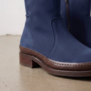 Men's Navy Blue Plain-Toe Suede Ankle Boots — Dinham