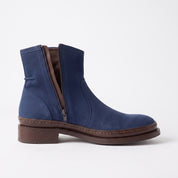 Men's Navy Blue Plain-Toe Suede Ankle Boots — Dinham