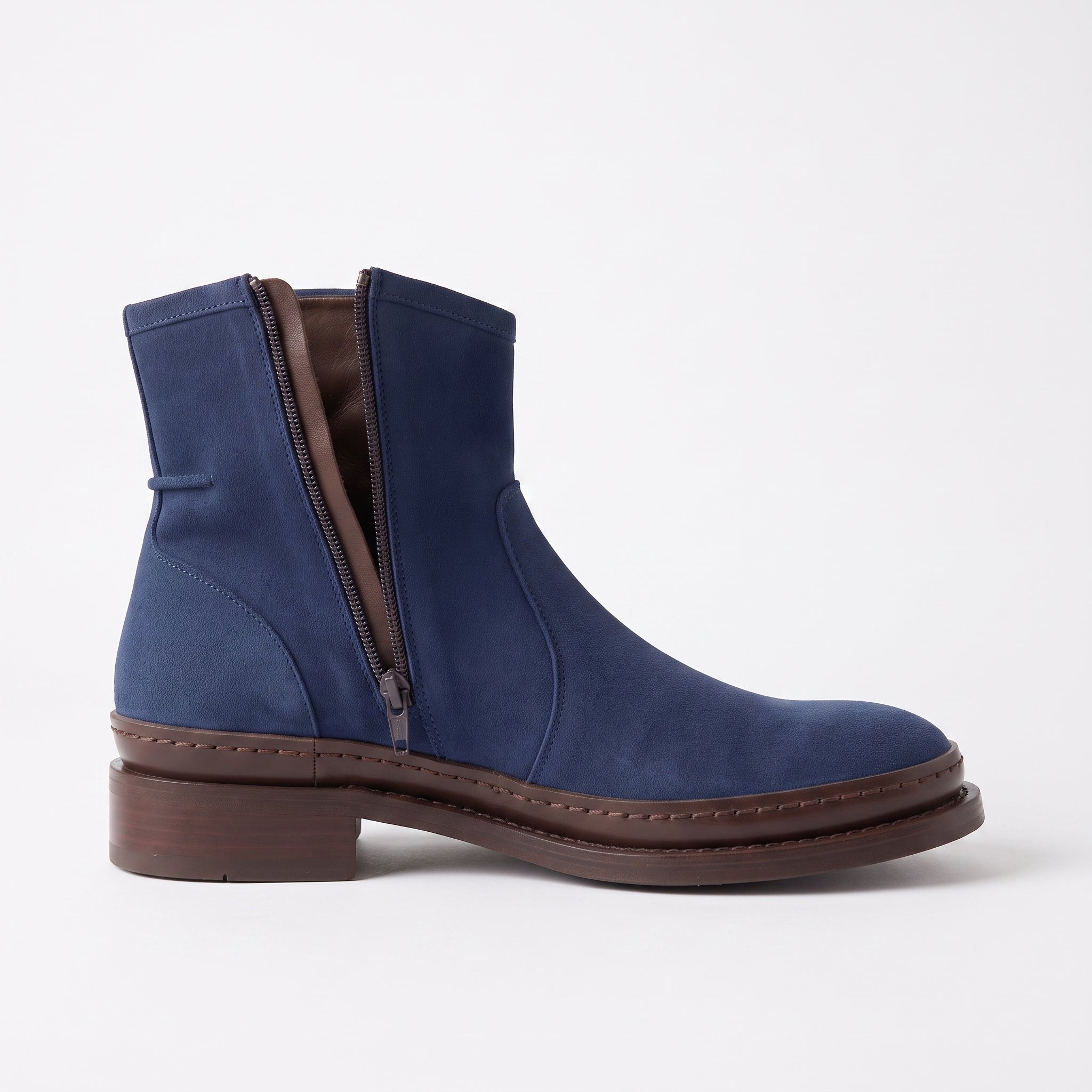Men's Navy Blue Plain-Toe Suede Ankle Boots — Dinham