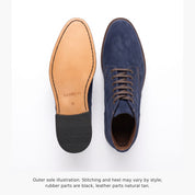Men's Navy Blue Plain-Toe Suede Ankle Boots — Wallingford