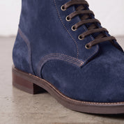 Men's Navy Blue Plain-Toe Suede Ankle Boots — Wallingford