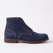 Men's Navy Blue Plain-Toe Suede Ankle Boots — Wallingford