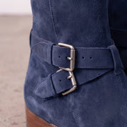 Men's Navy Blue Plain-Toe Suede Jodhpur Boots — Astley