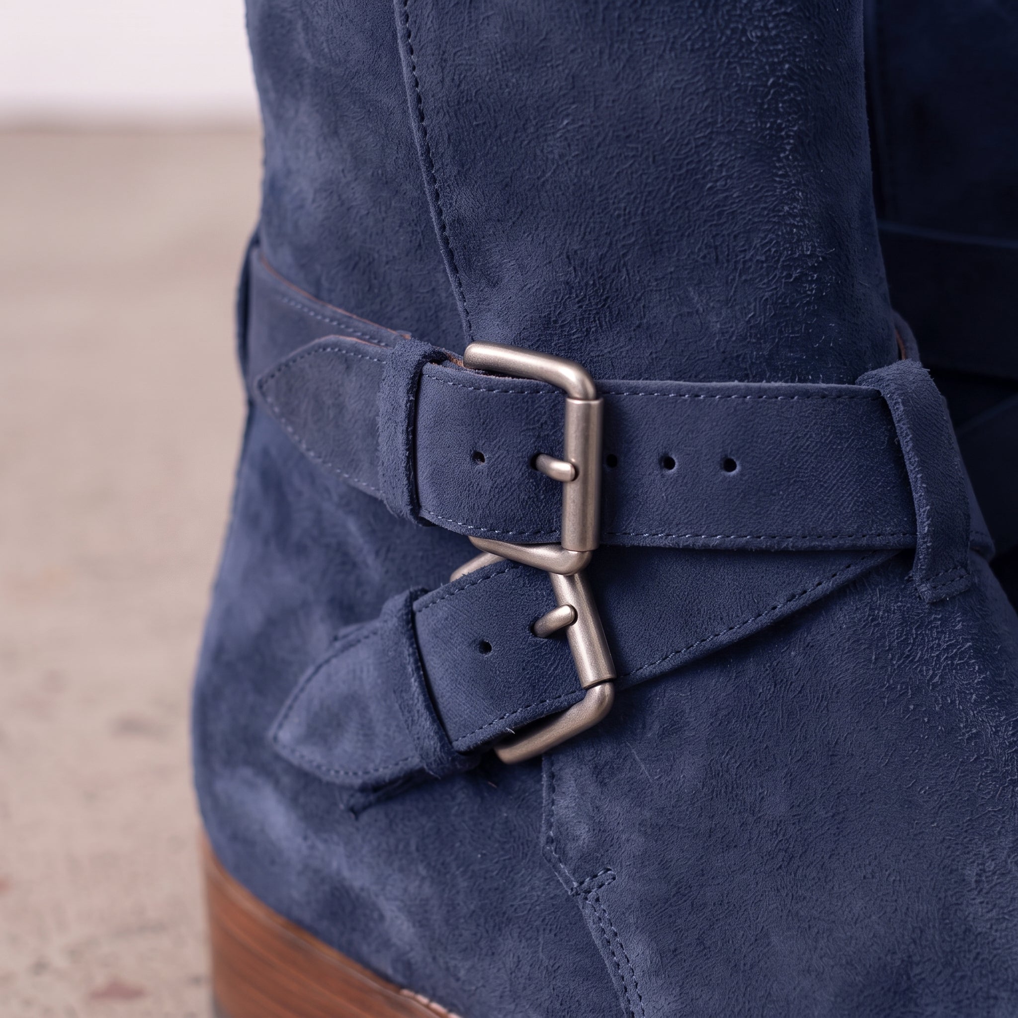 Men's Navy Blue Plain-Toe Suede Jodhpur Boots — Astley