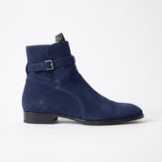 Men's Navy Blue Plain-Toe Suede Jodhpur Boots — Hardwick
