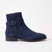 Men's Navy Blue Plain-Toe Suede Jodhpur Boots — Hollard