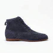 Men's Navy Blue Suede Apron-Toe Derby Boots — Bishopstoke