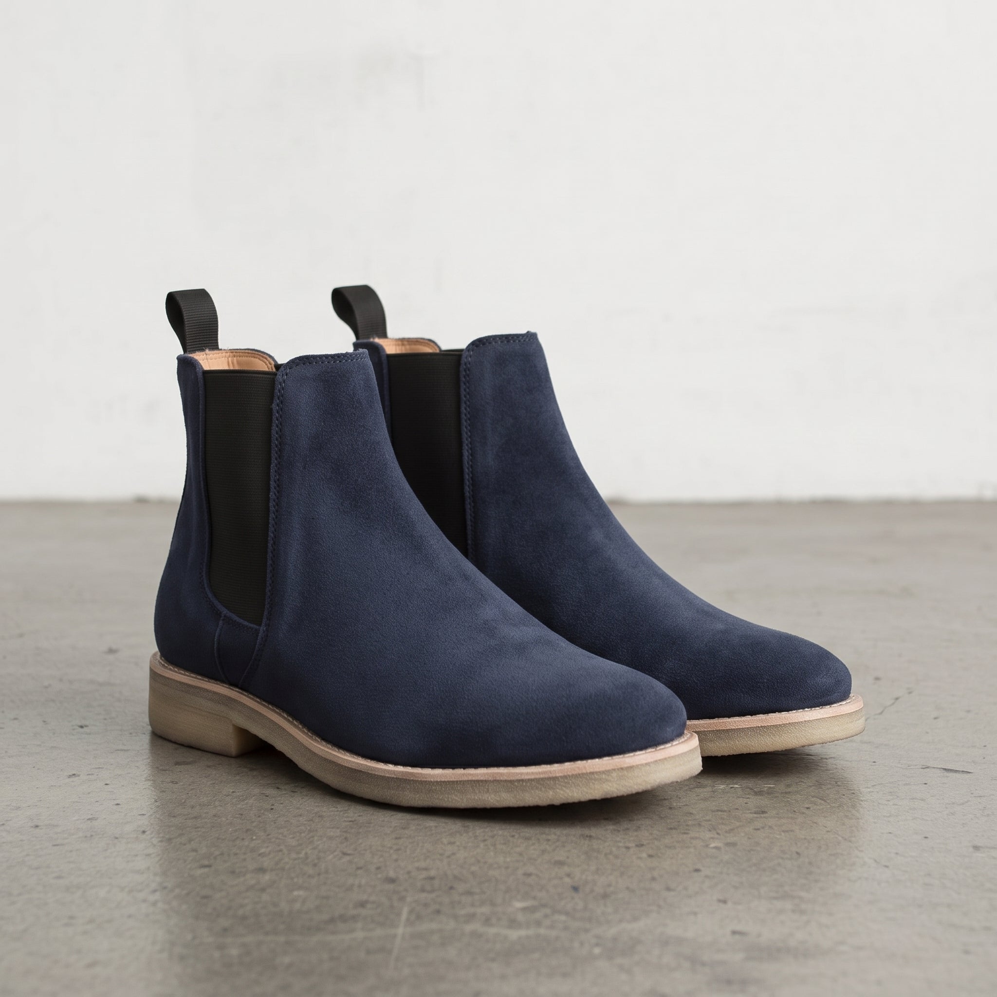 Men's Navy Blue Suede Chelsea Boots — Aymer