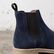 Men's Navy Blue Suede Chelsea Boots — Aymer