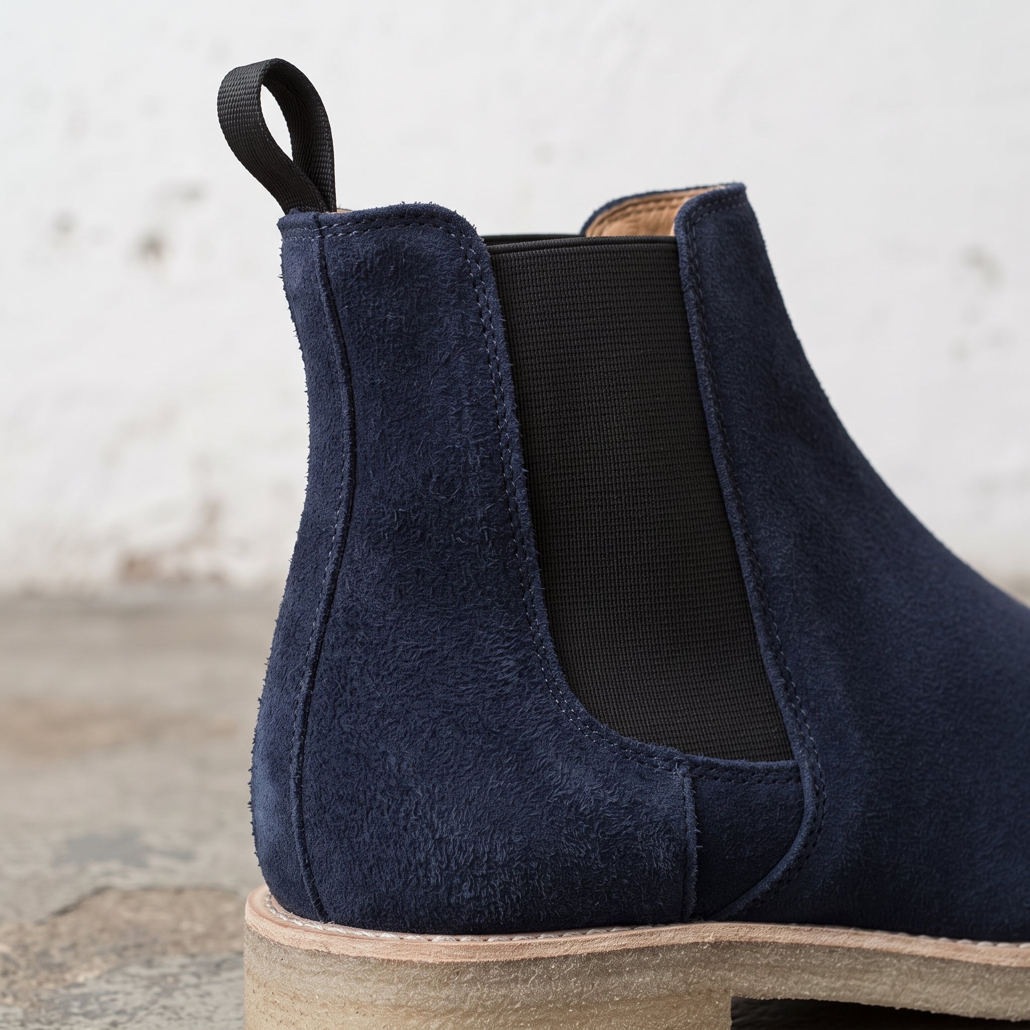 Men's Navy Blue Suede Chelsea Boots — Aymer