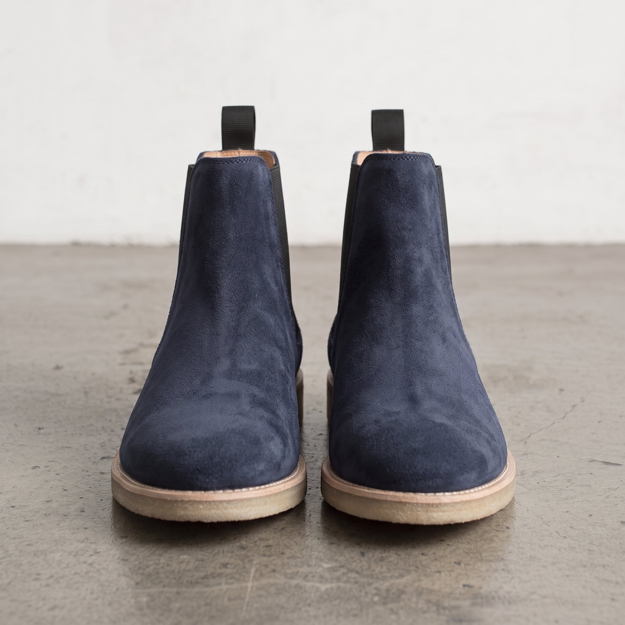 Men's Navy Blue Suede Chelsea Boots — Aymer