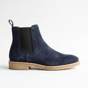 Men's Navy Blue Suede Chelsea Boots — Aymer