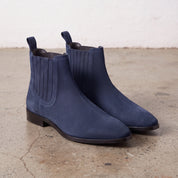Men's Navy Blue Suede Chelsea Boots — Calder