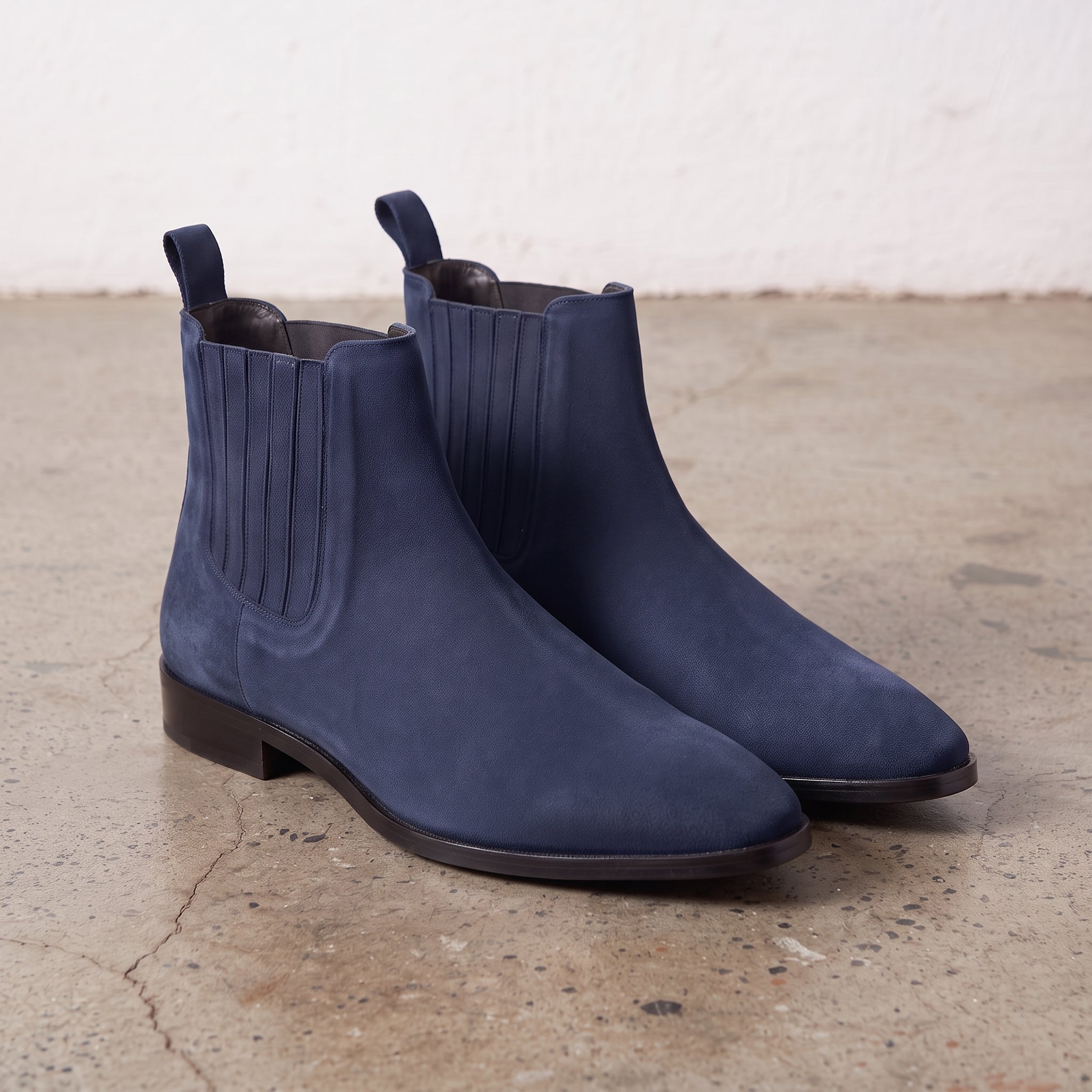 Men's Navy Blue Suede Chelsea Boots — Calder