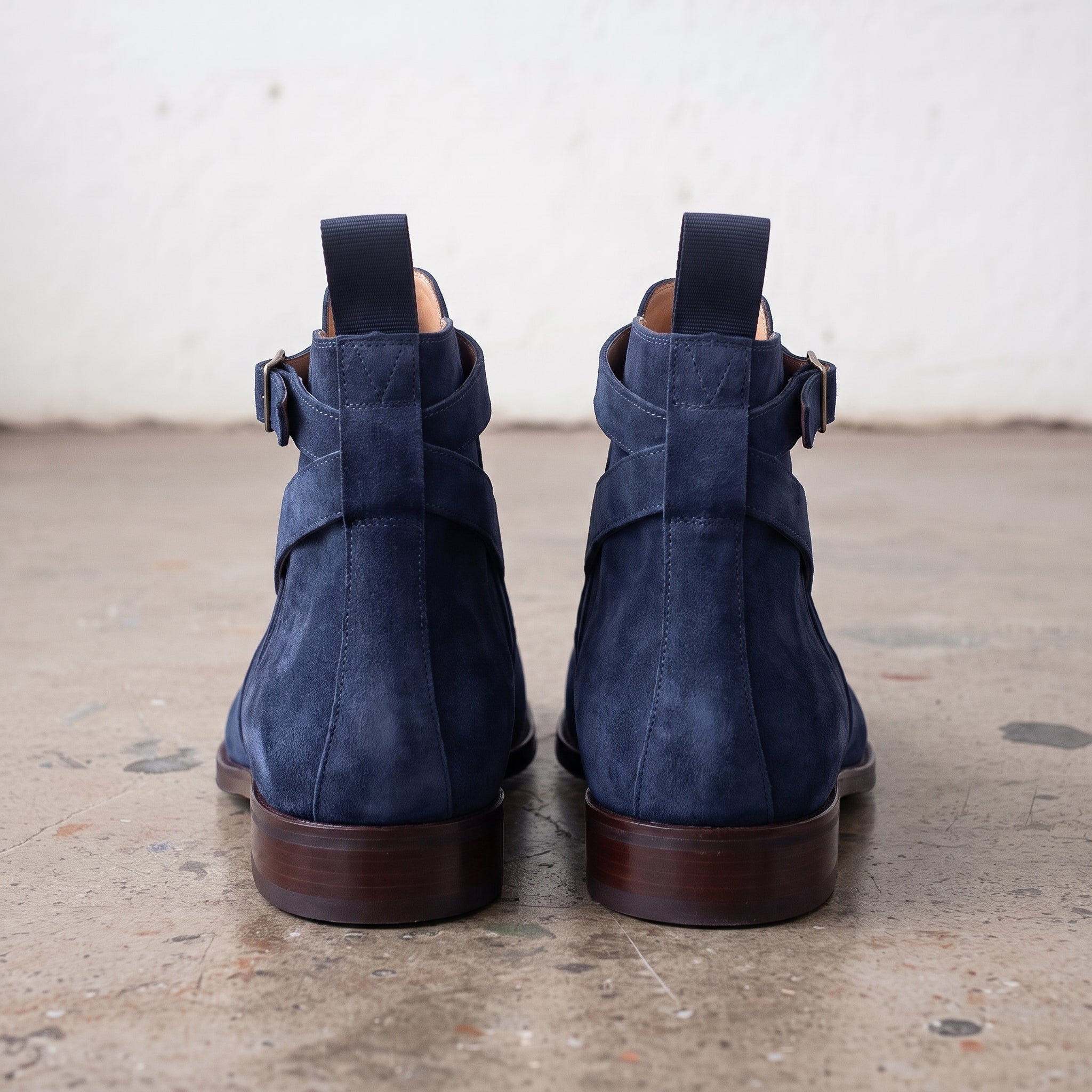 Men's Navy Blue Suede Jodhpur Boots — Newcastle