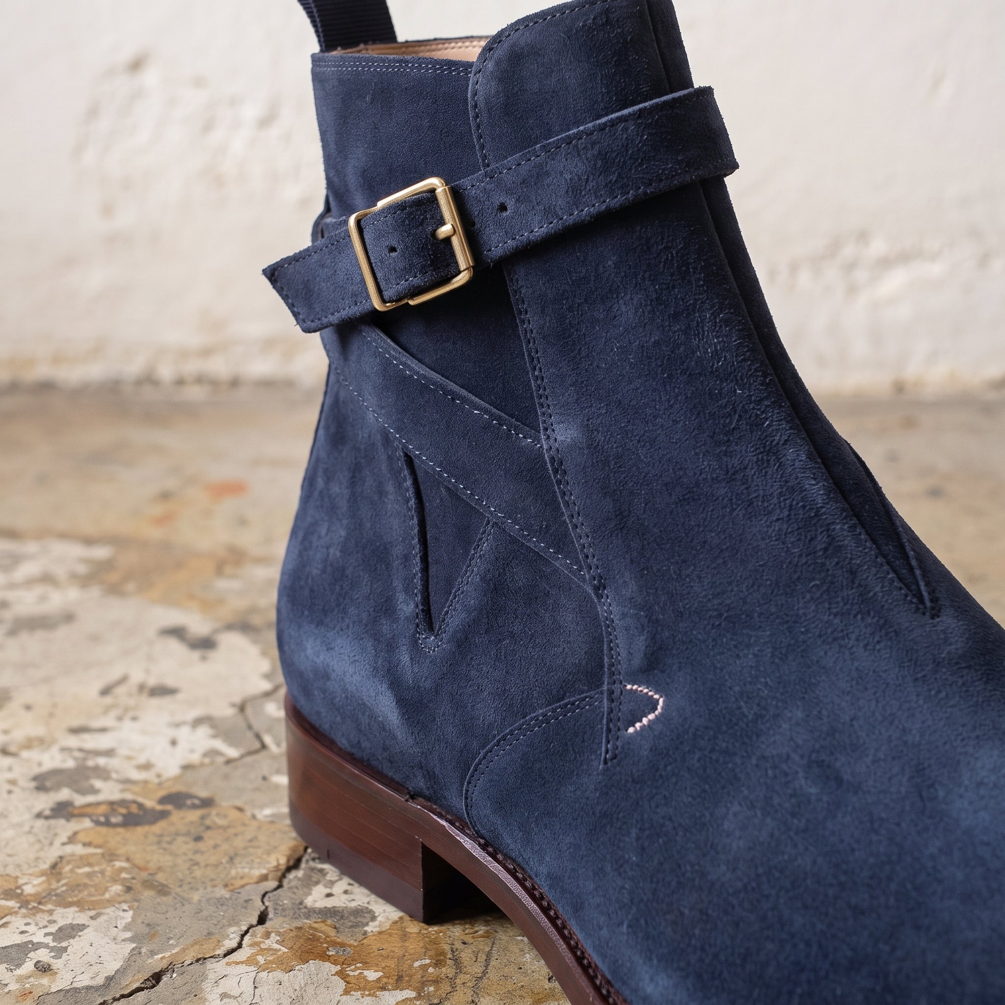 Men's Navy Blue Suede Jodhpur Boots — Newcastle