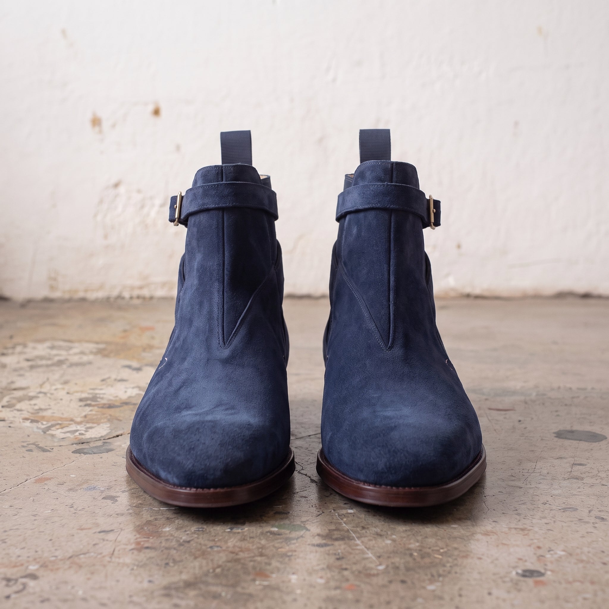 Men's Navy Blue Suede Jodhpur Boots — Newcastle