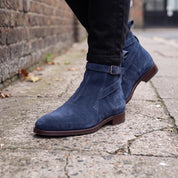 Men's Navy Blue Suede Jodhpur Boots — Newcastle