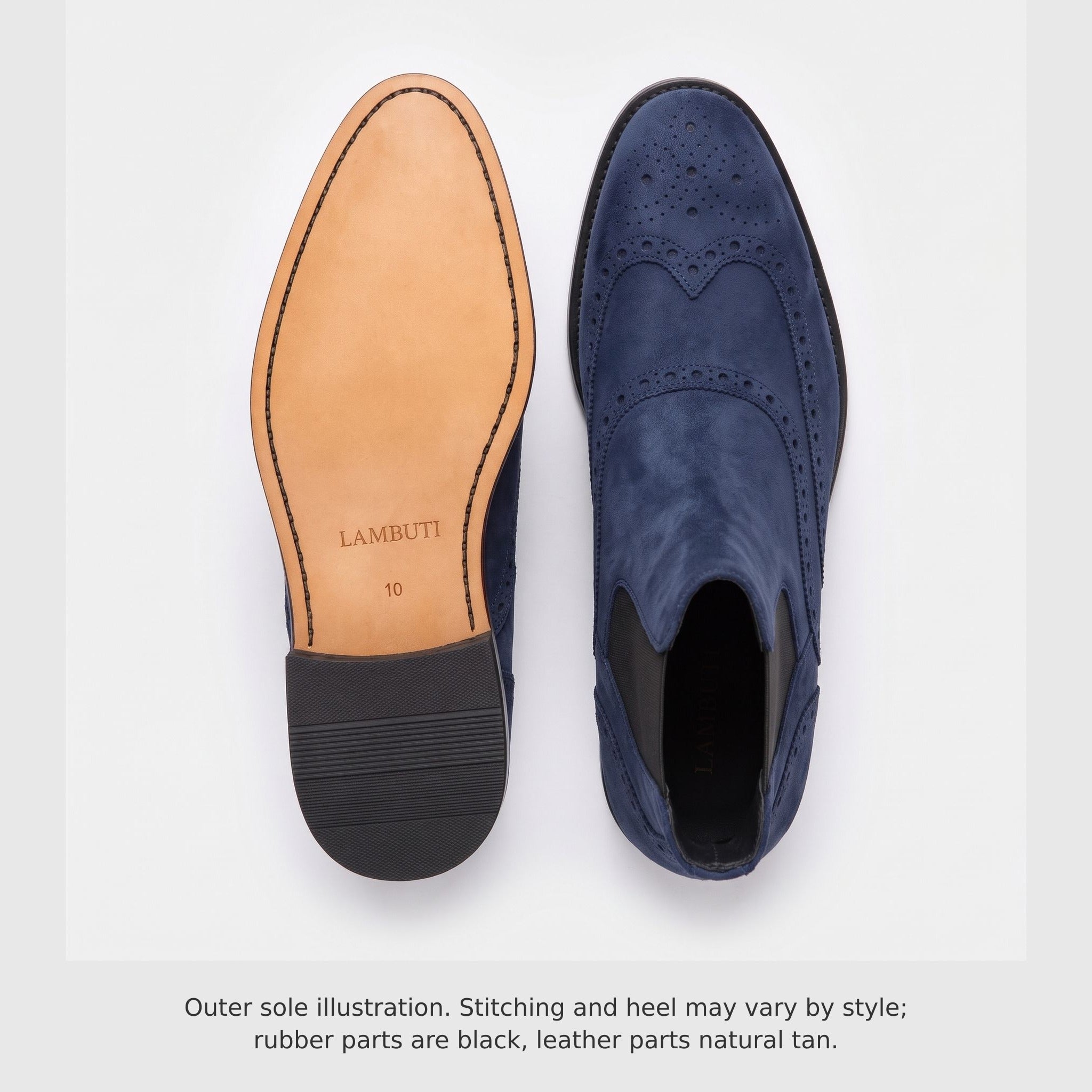 Men's Navy Blue Wingtip Suede Chelsea Boots — Biddestone