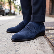 Men's Navy Blue Suede Loafers — Hamley — Hamley