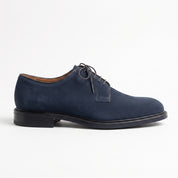 Men's Navy Blue Suede Plain-Toe Derby Shoes — Andrewes