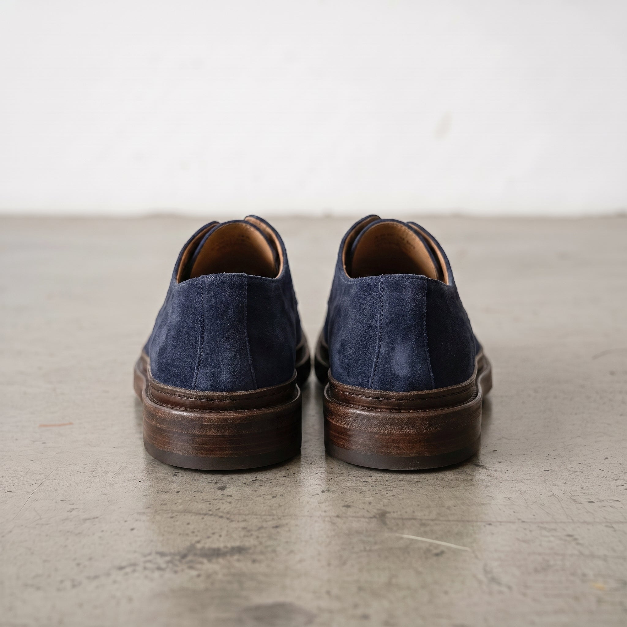 Men's Navy Blue Suede Plain-Toe Derby Shoes — Groves — Groves