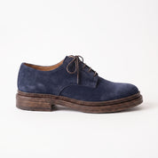 Men's Navy Blue Suede Plain-Toe Derby Shoes — Groves — Groves