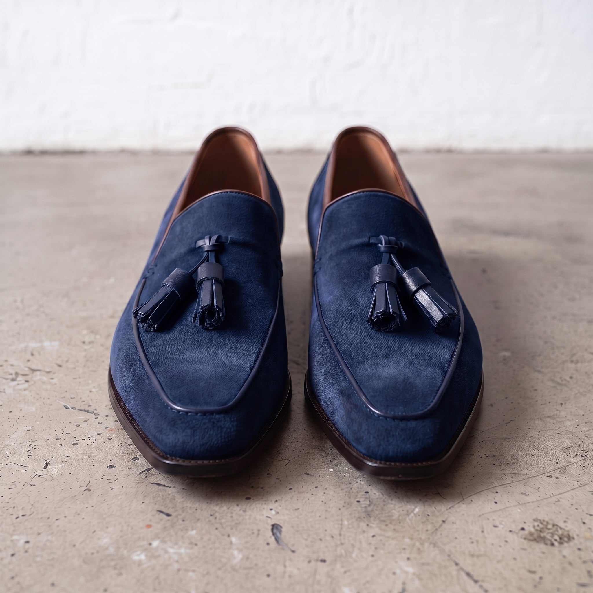 Men's Navy Blue Suede Tassel Loafers — Bilsdale — Bilsdale