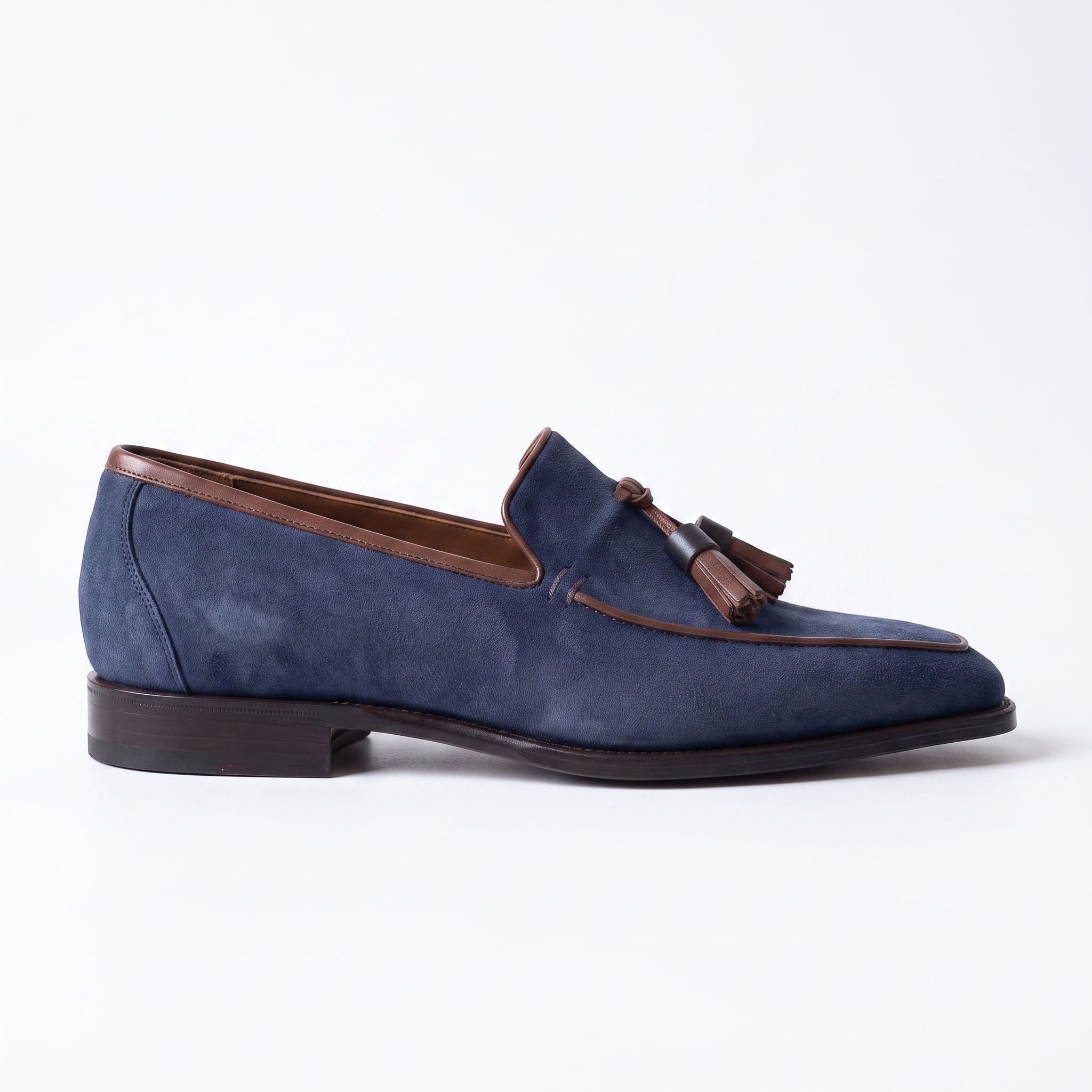 Men's Navy Blue Suede Tassel Loafers — Bilsdale — Bilsdale