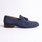 Men's Navy Blue Suede Tassel Loafers — Colwell