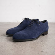 Men's Navy Blue Wingtip Suede Oxfords — Beckwith