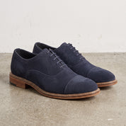 Men's Navy Cap-Toe Suede Oxfords — Culrain