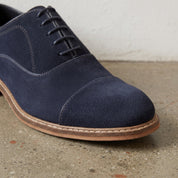 Men's Navy Cap-Toe Suede Oxfords — Culrain