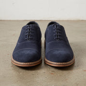 Men's Navy Cap-Toe Suede Oxfords — Culrain
