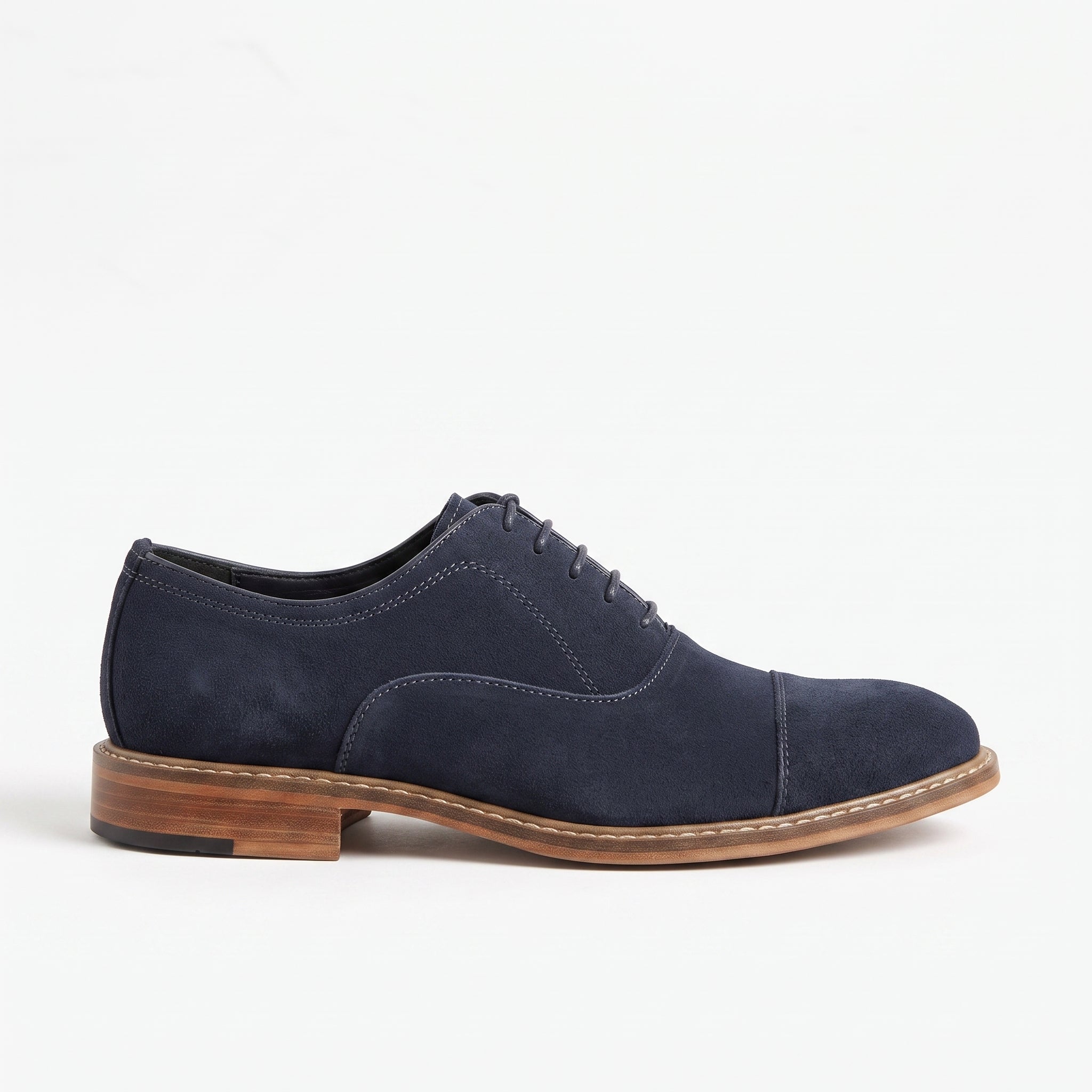 Men's Navy Cap-Toe Suede Oxfords — Culrain