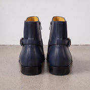 Men's Navy Plain-Toe Leather Jodhpur Ankle Boots — Camberley