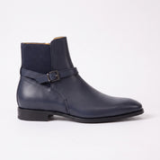 Men's Navy Plain-Toe Leather Jodhpur Ankle Boots — Camberley