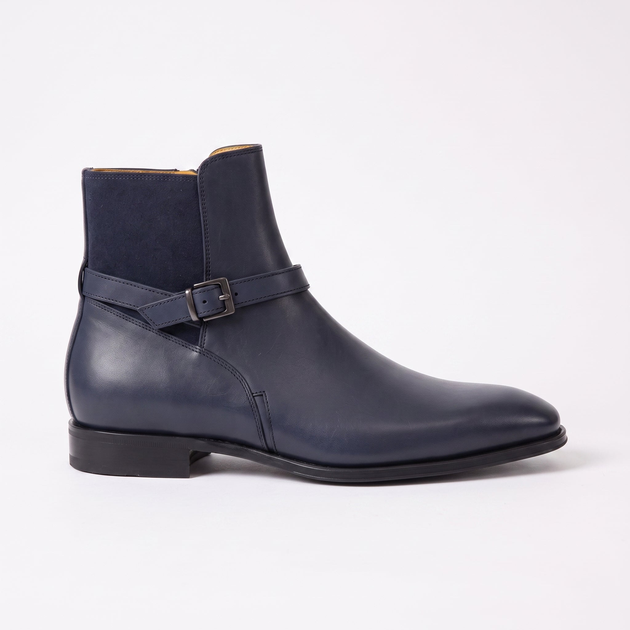 Men's Navy Plain-Toe Leather Jodhpur Ankle Boots — Camberley