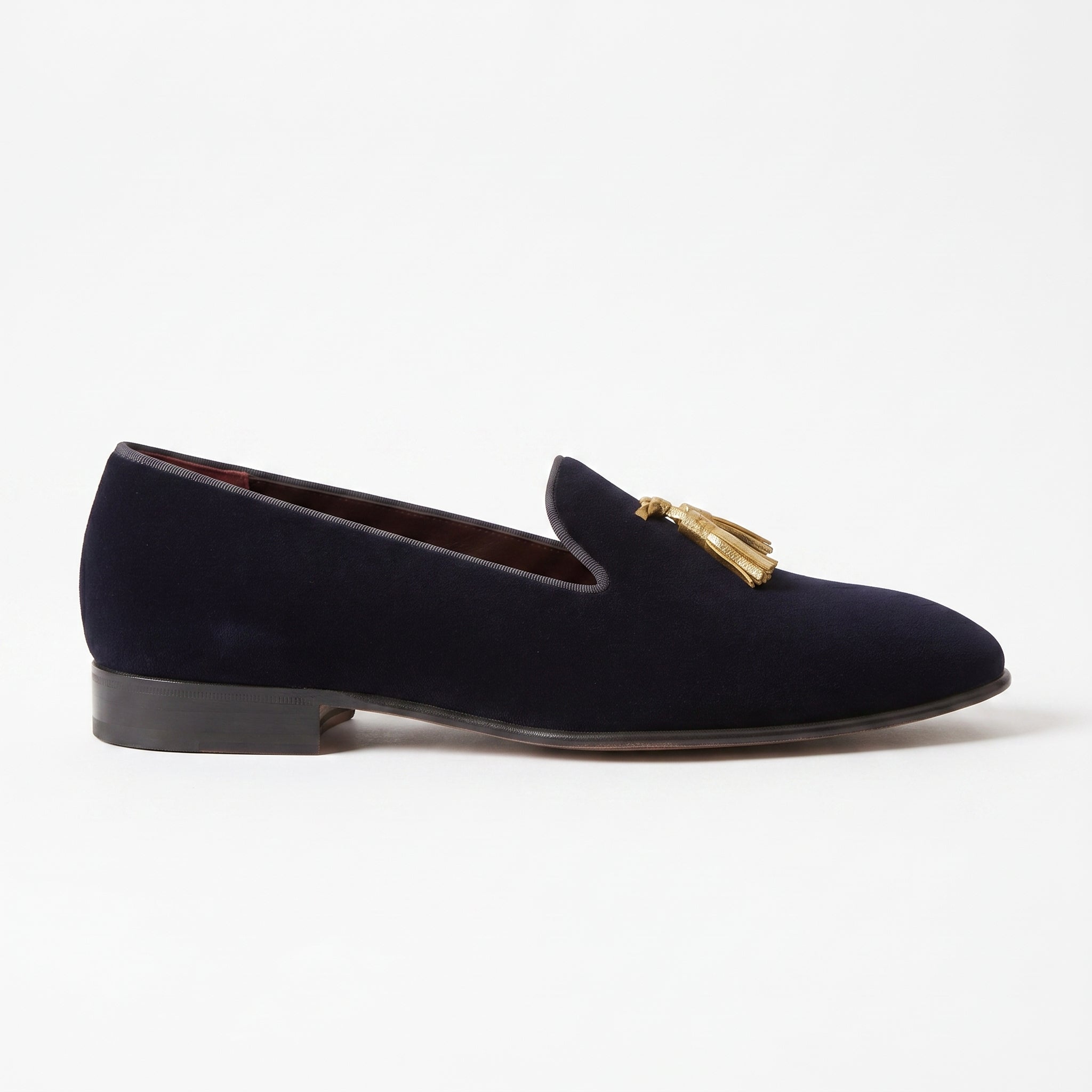 Men's Navy Suede Tassel Loafers — Barwell